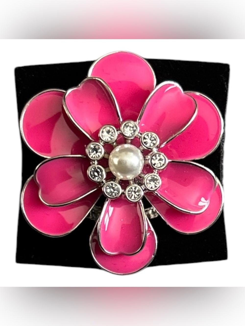 Pink Flower Statement Ring - Stretchy